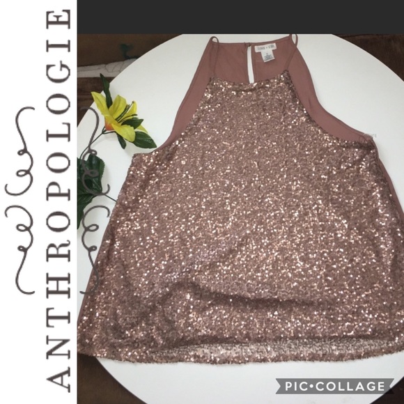 Anthropologie Tops - 🆕{Anthropologie} Clover + Scout Taupe Sequin Tank